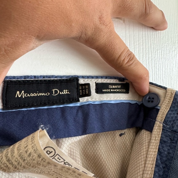Massimo Dutti Soft Fabric Pants Slim Fit Mens Size 38 Blue - Picture 5 of 11